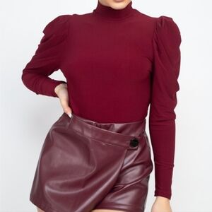 Pleated Mock Neck Top